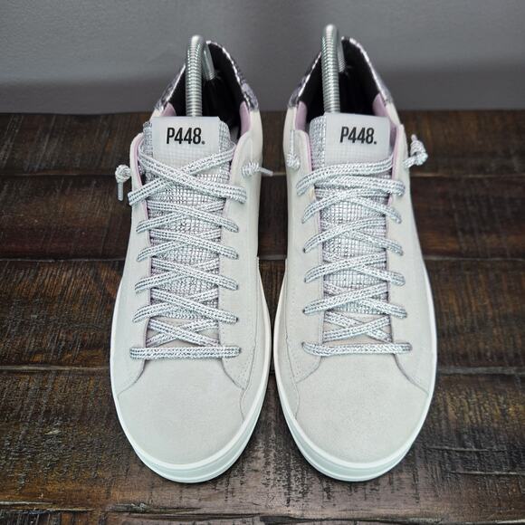 NEW P448 John Womens Size EU 39 US 8.5-9 Lace Up Low Capsule Shoes White Lilac - Picture 2 of 12